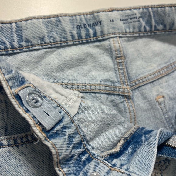 ✨Old Navy junior 14 denim Light Blue baggy wide leg high waisted Jeans - Picture 6 of 9